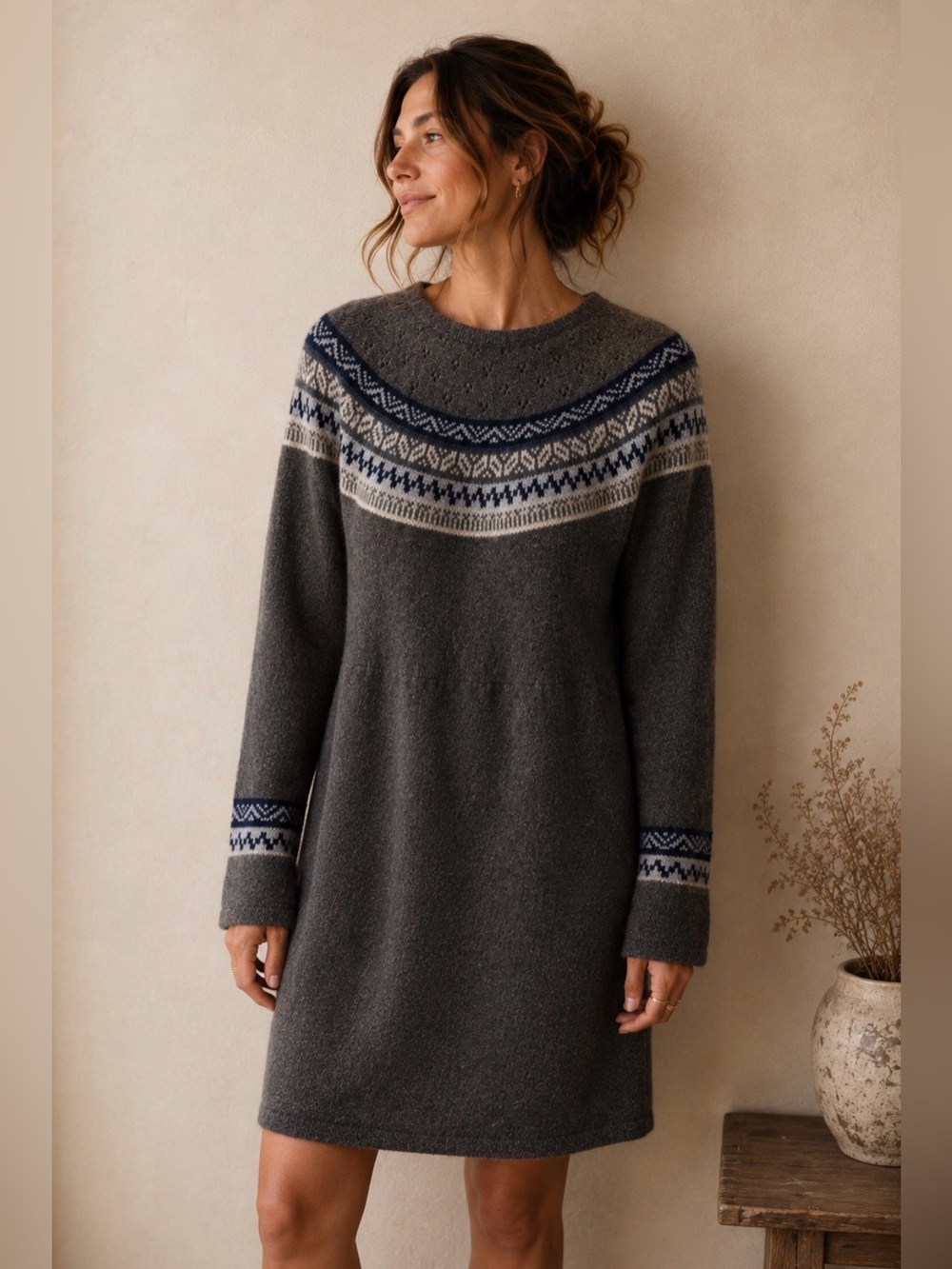 Alpaca wool blend sweater dress Made in Peru
